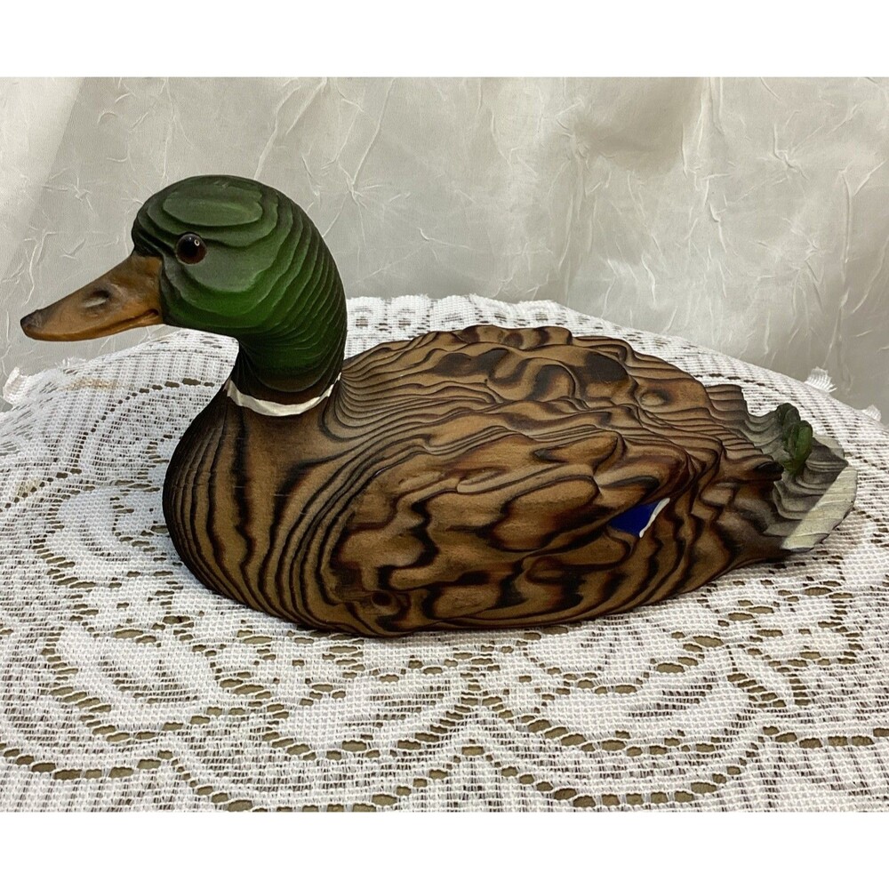 Vintage Wood Kadian Crafts LTD Hand Carved Decoy Mallard Duck Mantel Canada